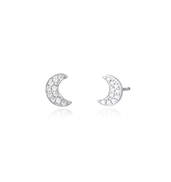 Pendientes de plata 925,
 luna con circonitas