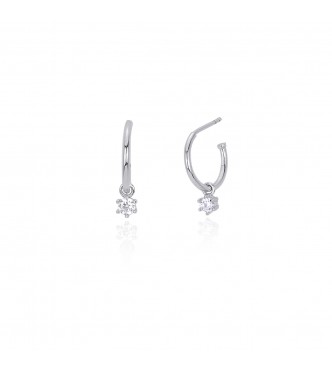 Pendientes de plata 925 con circonitas 3,
5 mm, exterior 15 mm, longitud 2 cm