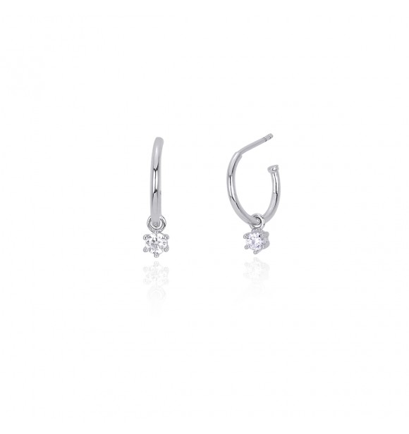 Pendientes de plata 925 con circonitas 3,
5 mm, exterior 15 mm, longitud 2 cm