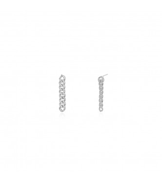 Pendientes de plata 925 rodiada con circonitas blancas 1 mm,
 ancho 6,30 mm, largo del pendiente 3,5 cm