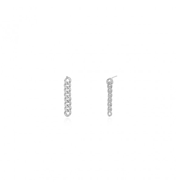 Pendientes de plata 925 rodiada con circonitas blancas 1 mm,
 ancho 6,30 mm, largo del pendiente 3,5 cm