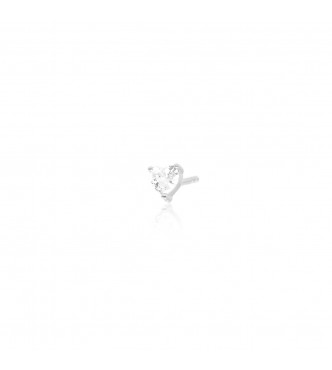 Pendiente de plata 925 rodiada con corazón de circonita 4x4 mm