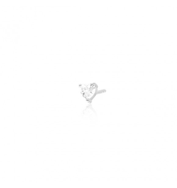 Pendiente de plata 925 rodiada con corazón de circonita 4x4 mm