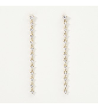 Pendientes de plata dorada 925 largo 6 cm con circonitas blancas 2,
50 y 3 mm