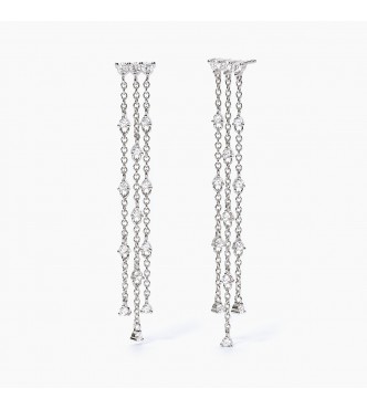 Pendientes de plata 925 rodiada con circonitas blancas 2 y 2,
5 mm y cadena forzatina, longitud 6 cm