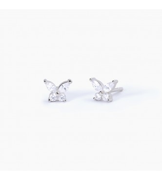 Pendientes de plata 925 rodiada con circonitas blancas 2 mm y marquesa de 4x2 mm