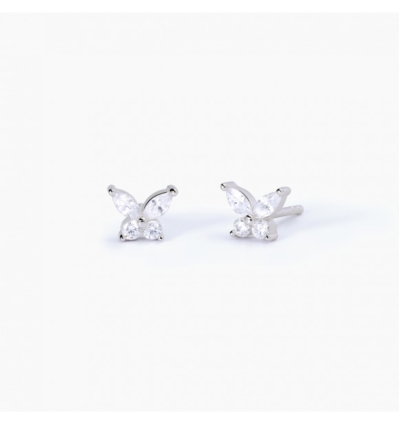 Pendientes de plata 925 rodiada con circonitas blancas 2 mm y marquesa de 4x2 mm