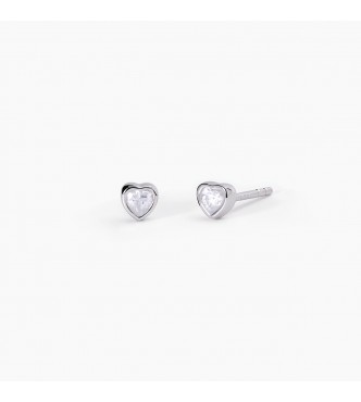 Pendientes de plata 925 rodiada con circonitas blancas talla corazón 4x4 mm