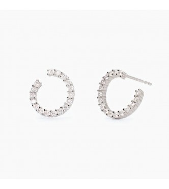 Pendientes de plata 925 rodiada con circonitas 2 mm,
 círculo exterior 1,5 cm, interior 1 cm