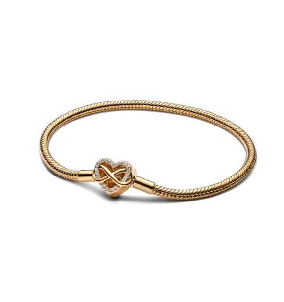 563758C01-17 Snake chain 14k gold-plated bracelet with clear cubic zirconia