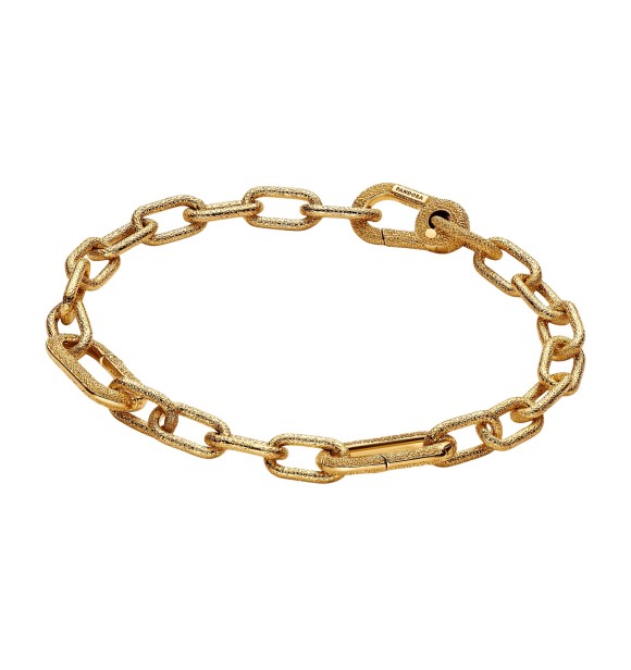 PANDORA 563829C00 Textured 14k gold-plated link bracelet with 2 openable links