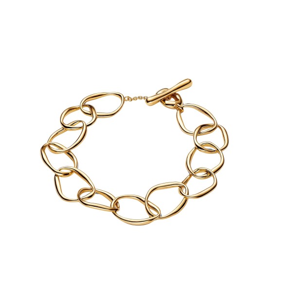 PANDORA 563864C00 Organically shaped link 14k gold-plated bracelet