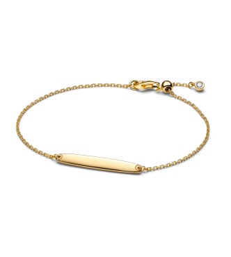 564010C01-20 Engravable 14k gold-plated bar bracelet with clear cubic zirconia