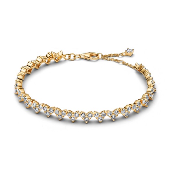 PANDORA 564390C01 Heart 14k gold-plated tennis bracelet with clear cubic zirconia