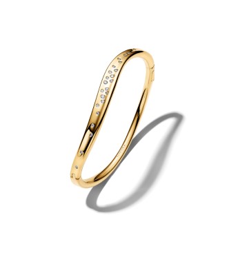 564655C01-3 14k gold-plated bangle with clear cubic zirconia