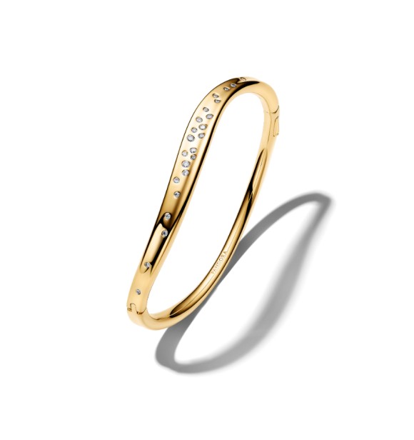564655C01-3 14k gold-plated bangle with clear cubic zirconia