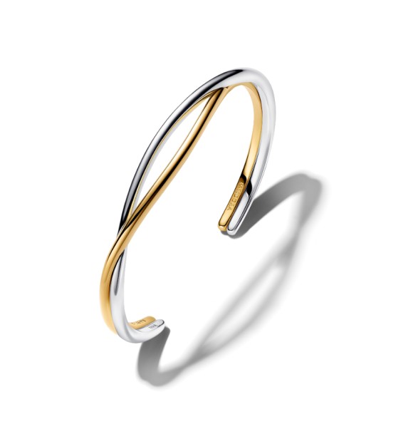 564656C00-3 Sterling silver and 14k gold-plated open bangle