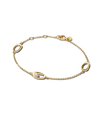 564677C01-16 14k gold-plated bracelet with white treated freshwater cultured pearl