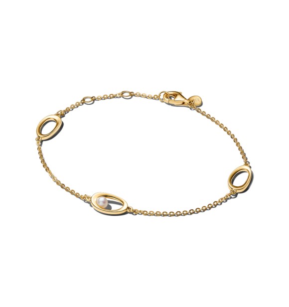564677C01-18 14k gold-plated bracelet with white treated freshwater cultured pearl