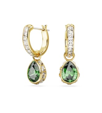 SWAROVSKI PENDIENTES STILLA, TALLA PERA VERDES, BAÑO TONO ORO