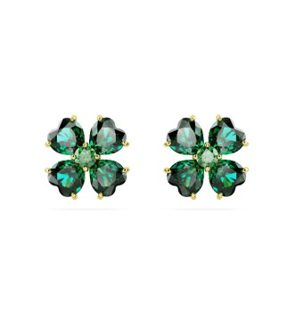 SWAROVSKI PENDIENTES IDYLLIA,
 TREBOL VERDE BAÑO TONO ORO