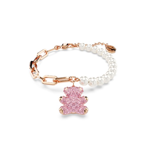 SWAROVSKI PULSERA TEDDY, OSO ROSA, BAÑO TONO ORO ROSA