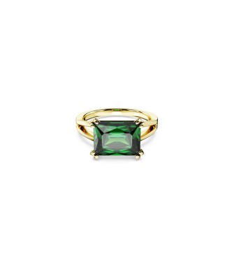 SWAROVSKI ANILLO DE COCTEL MATRIX, TALLA RECTANGULAR VERDE,
 BAÑO TONO ORO