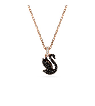 SWAROVSKI COLGANTE ICONIC SWAN, CISNE PEQUEÑO NEGRO,
 BAÑO ORO ROSA