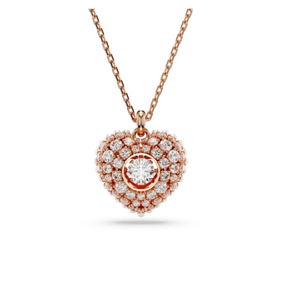 SWAROVSKI COLGANTE HYPERBOLA CORAZÓN BLANCO BAÑO TONO ORO  ROSA