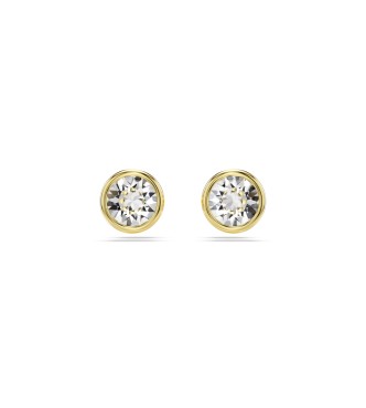 SWAROVSKI PENDIENTES BONTON IMBER, TALLA REDONDA,
 BLANCOS, BAÑO TONO ORO
