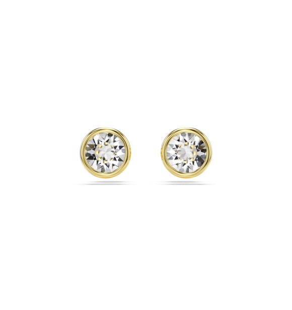 SWAROVSKI PENDIENTES BONTON IMBER, TALLA REDONDA,
 BLANCOS, BAÑO TONO ORO