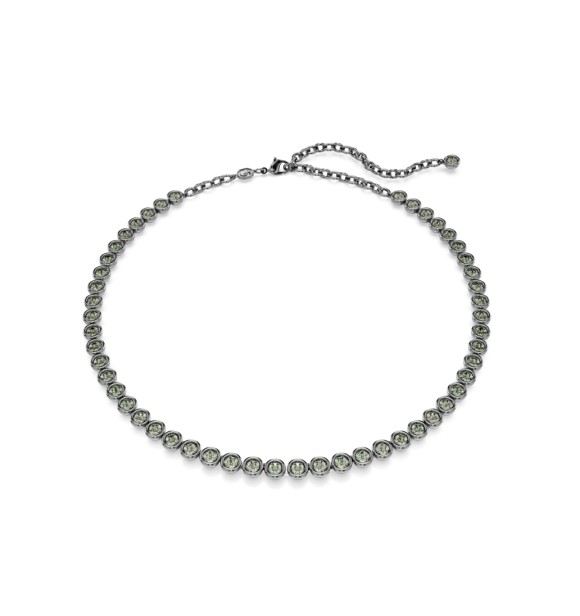 SWAROVSKI COLLAR IBER TENNIS, TALLA REDONDA GRIS,
 BAÑO DE RUTENIO
