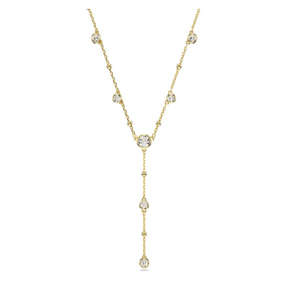 SWAROVSKI COLLAR EN Y IMBER, TALLA REDONDA,
 DISEÑO DISTRIBUIDO, BLANCO, BAÑO TONO ORO