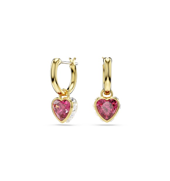 SWAROVSKI PENDIENTES STILLA, CORAZÓN, ROJOS,
 BAÑO TONO ORO