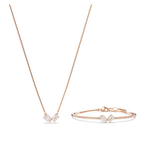 SWAROVSKI CONJUNTO MESMERA, TALLAS MIXTAS,
 BLANCO, BAÑO TONO ORO ROSA