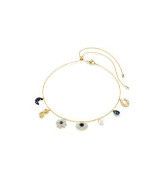 SWAROVSKI GARGANTILLA SYMBOLICA, PERLA DE CRISTAL,
 LUNA, SIMBOLO DEL INFINITO, TREBOL, OJO TURCO Y HERRADURA