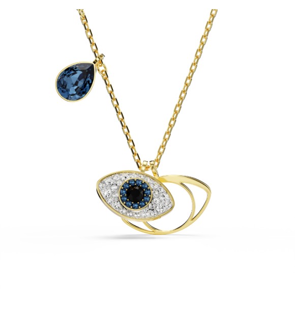SWAROVSKI COLGANTE SYMBOLICA, OJO TURZO,
 AZUL, BAÑO TONO ORO