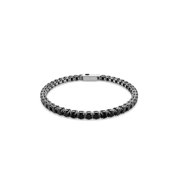 SWAROVSKI PULSERA TENNIS MATRIX, TALLA REDONDA NEGRA, BAÑO DE RUTENIO