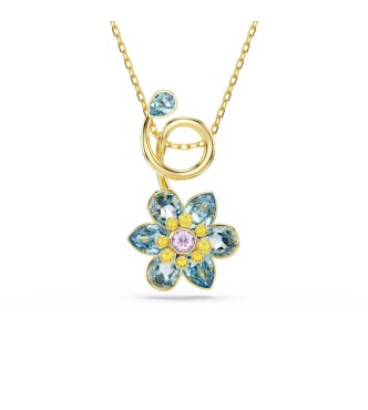 SWAROVSKI COLGANTES IDYLLIA, TALLAS MIXTAS,
 FLOR AZUL, BAÑO TONO ORO