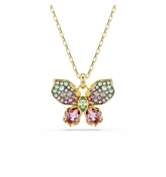 SWAROVSKI COLGANTE IDYLLIA, TALLAS MIXTAS,
 PAVE MARIPOSA MULTICOLOR, COMBINACIÓN DE ACABADOS METÁLICOS