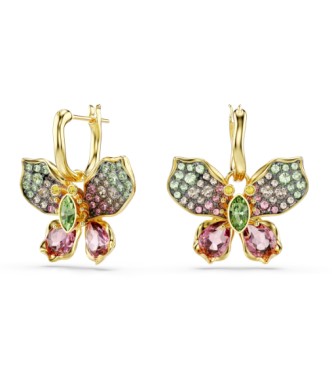 SWAROVSKI PENDIENTES IDYLLIA, TALLAS MIXTAS PAVE MARIPOSA MULTICOLORES,
 COMBINACIÓN DE ACABADOS METALICOS