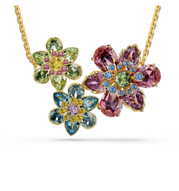 SWAROVSKI COLGANTES IDYLLIA, TALLAS MIXTAS,
 FLOR MULTICOLOR, BAÑO TONO ORO