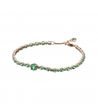 14k Rose gold-plated tennis bracelet with royal green crystal