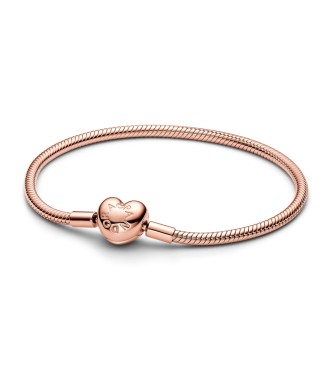 583050C00-21 Snake chain 14k rose gold-plated bracelet with heart clasp