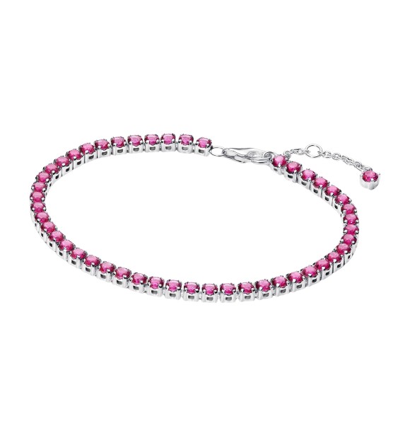 PANDORA 591469C04 Sterling silver tennis bracelet with dark phlox pink crystal