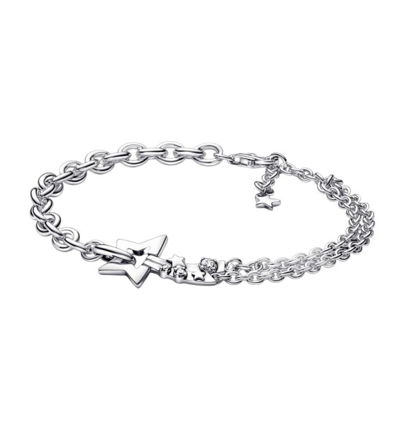 PANDORA 592409C01-16 Pulsera de plata de ley con forma de estrella fugaz y circonitas cúbicas transparentes