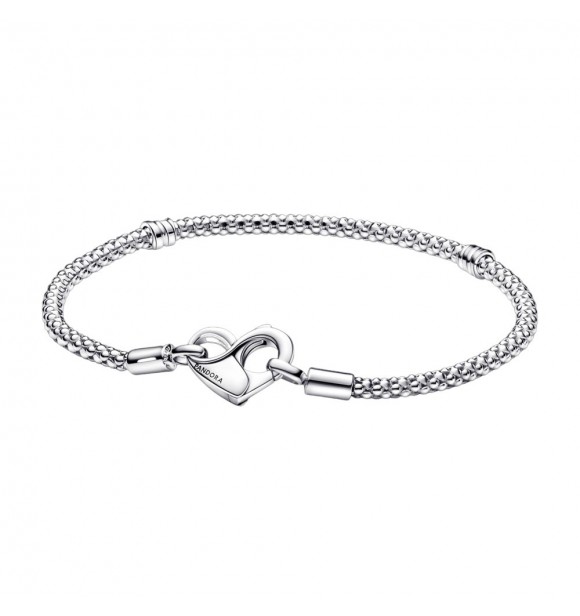 Studded chain sterling silver bracelet with heart clasp