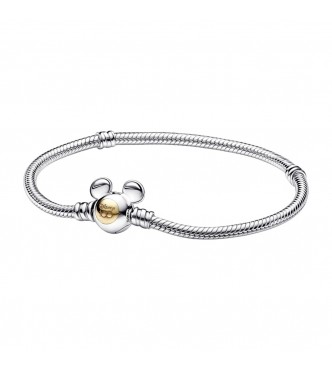 Disney 100 Mickey Mouse snake chain sterling silver and 14k gold bracelet