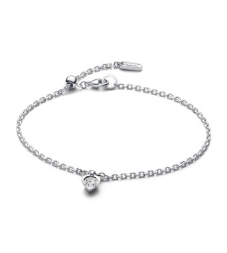 593094C01-20 Heart sterling silver bracelet with 0.25 ct TW G-J VS+ round brilliant excellent cut lab-grown diamond