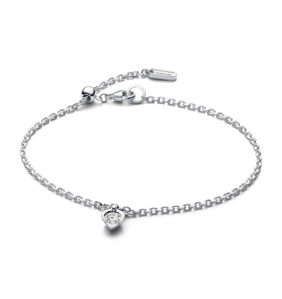 593094C01-20 Heart sterling silver bracelet with 0.25 ct TW G-J VS+ round brilliant excellent cut lab-grown diamond